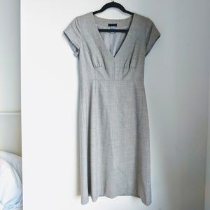 J. Crew Gray Italian Stretch Wool V-Neck Dress